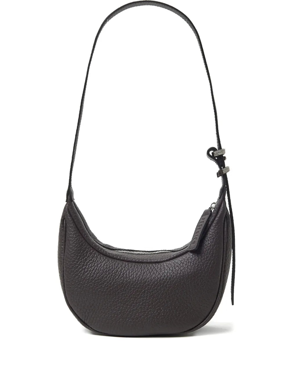 Pesericopebble-textured zip-fastening shoulder bag