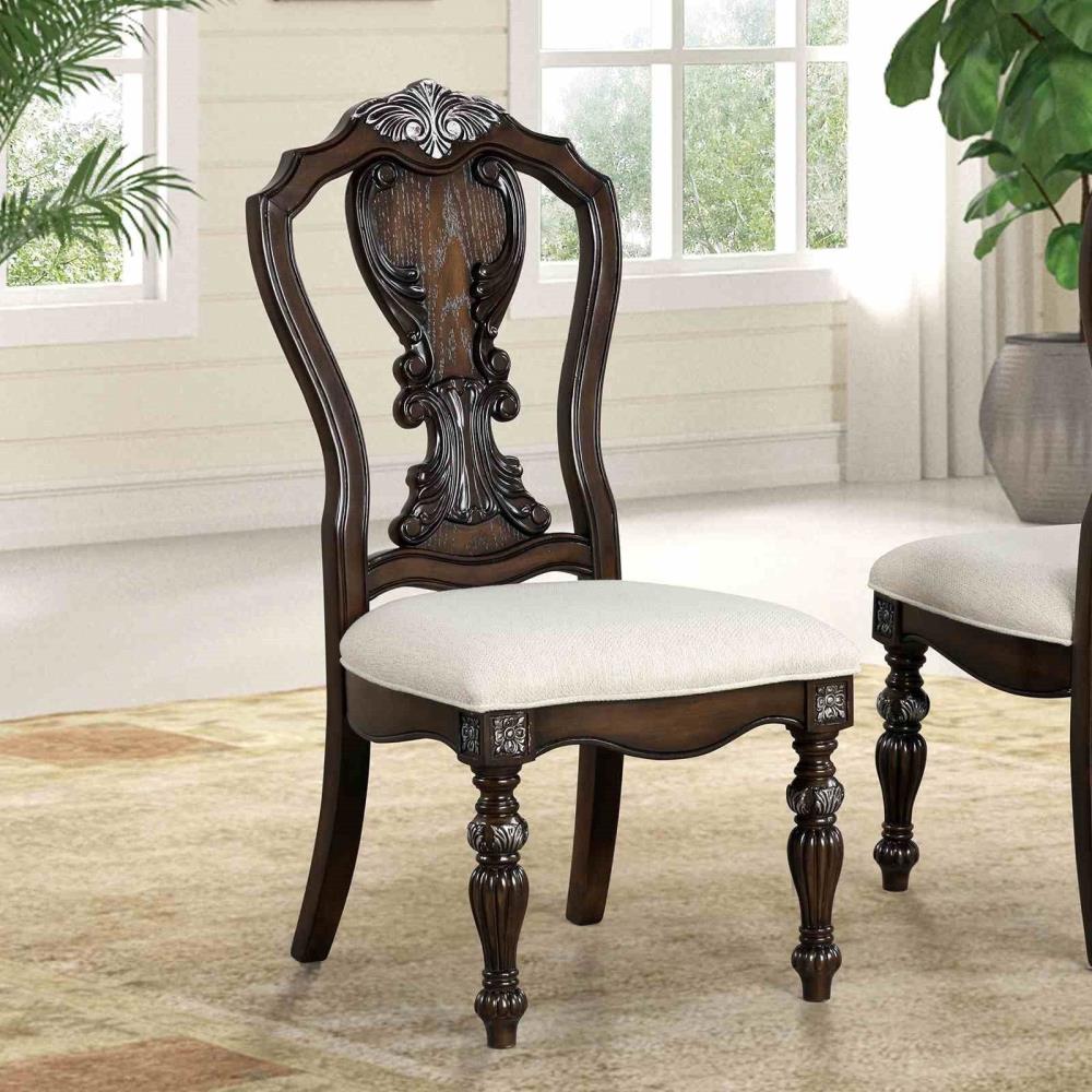 Set of 2 Elegant Dining Room Chairs with Sculpted Frames