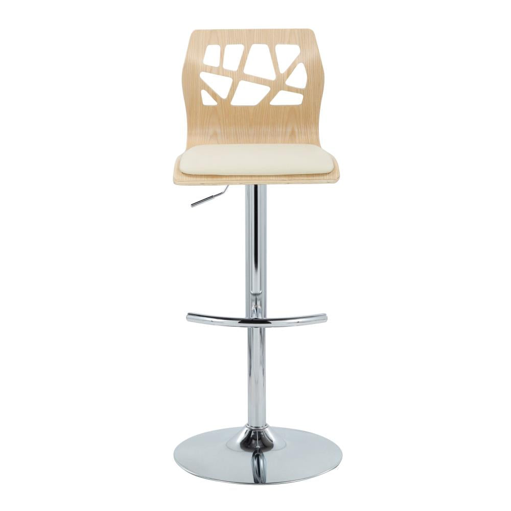 Set of 2 Contemporary Adjustable Barstools with Swivel Seats and Chrome Metal Frames