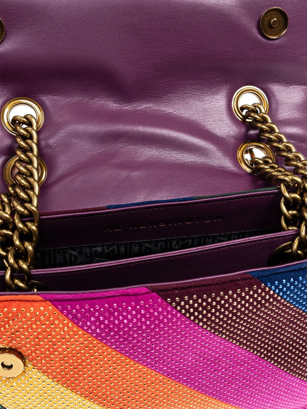 Kurt Geiger Londonmini Fabric Kensington rainbow-stripe shoulder bag