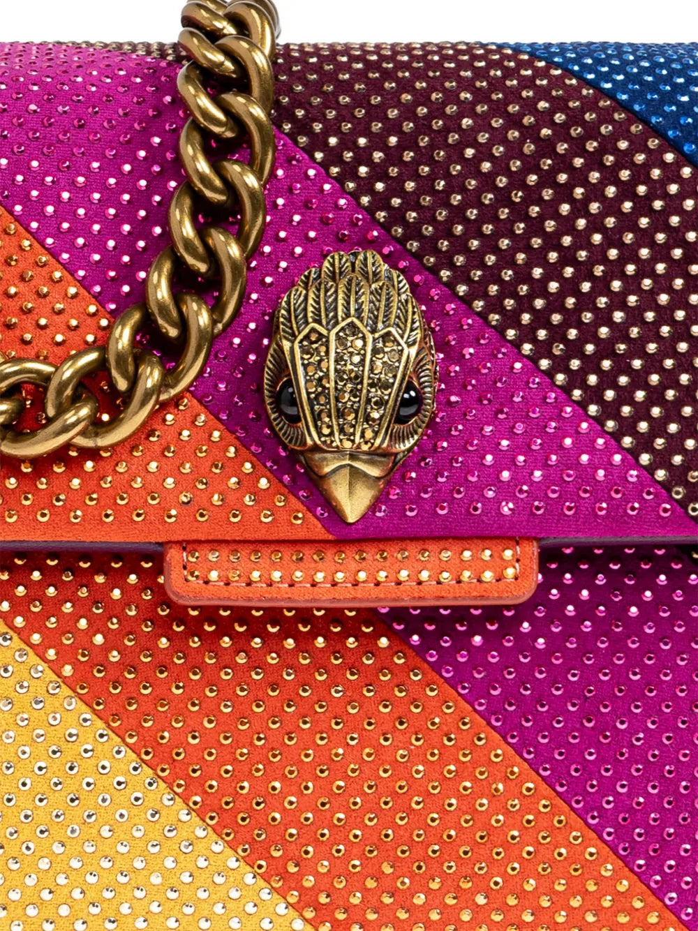 Kurt Geiger Londonmini Fabric Kensington rainbow-stripe shoulder bag