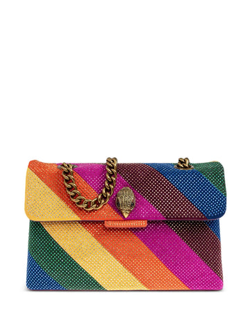 Kurt Geiger Londonmini Fabric Kensington rainbow-stripe shoulder bag