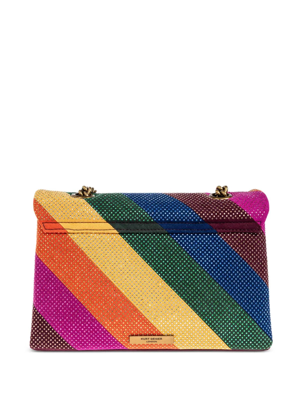 Kurt Geiger Londonmini Fabric Kensington rainbow-stripe shoulder bag