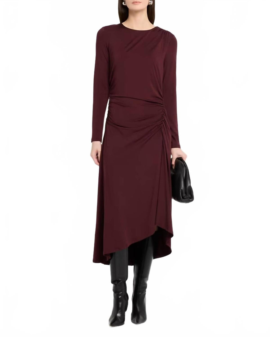 Theodora Long-Sleeve Midi Dress In Raisin