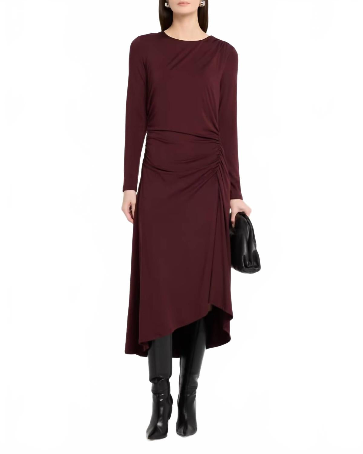 Theodora Long-Sleeve Midi Dress In Raisin