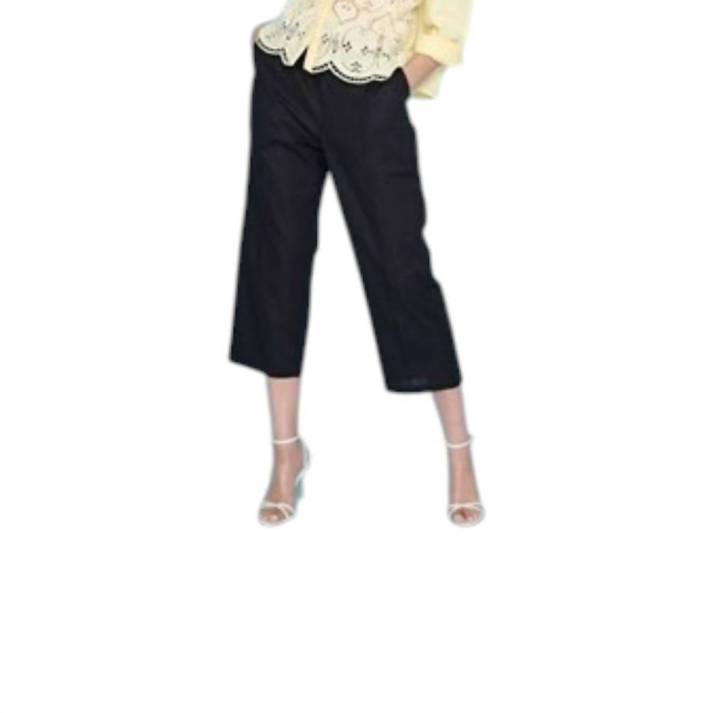 Scuba Wide-Leg Cropped Pants In Black