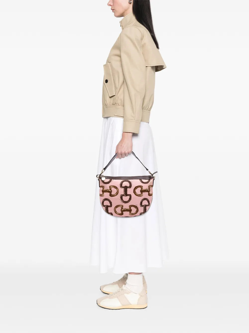 Pre-OwnedGucci Pre-Owned2000-2015 Canvas Bamboo Horsebit Print hobo bag