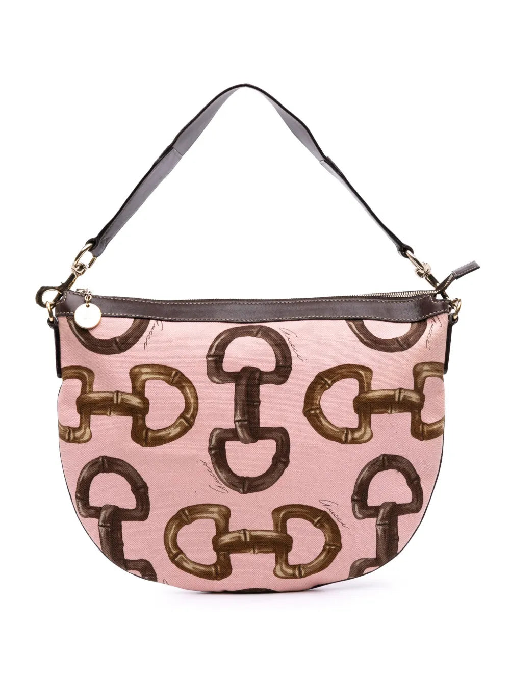 Pre-OwnedGucci Pre-Owned2000-2015 Canvas Bamboo Horsebit Print hobo bag