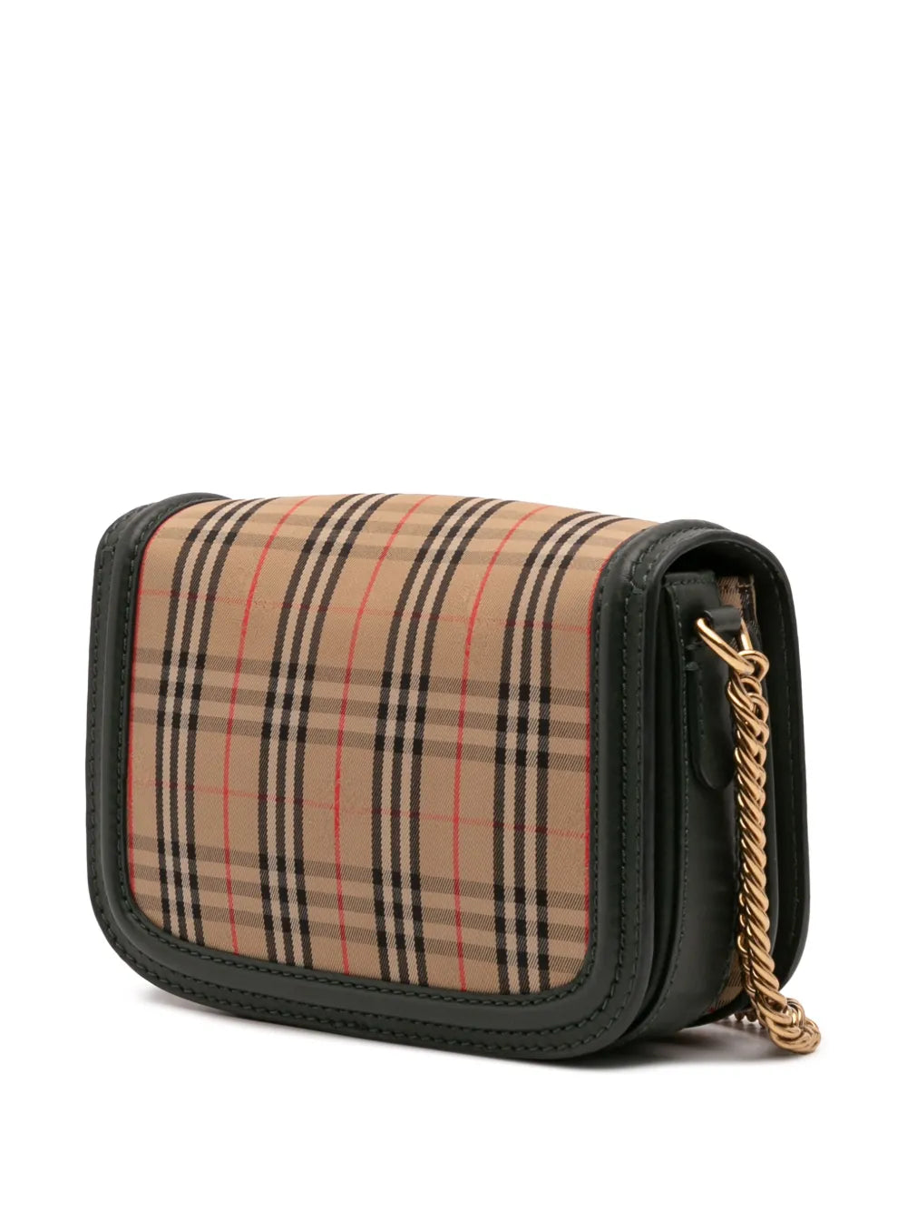 Pre-OwnedBurberry Pre-Owned2000-2017 1983 Knight Check Canvas and Smooth Calfskin Grommet Chain crossbody bag