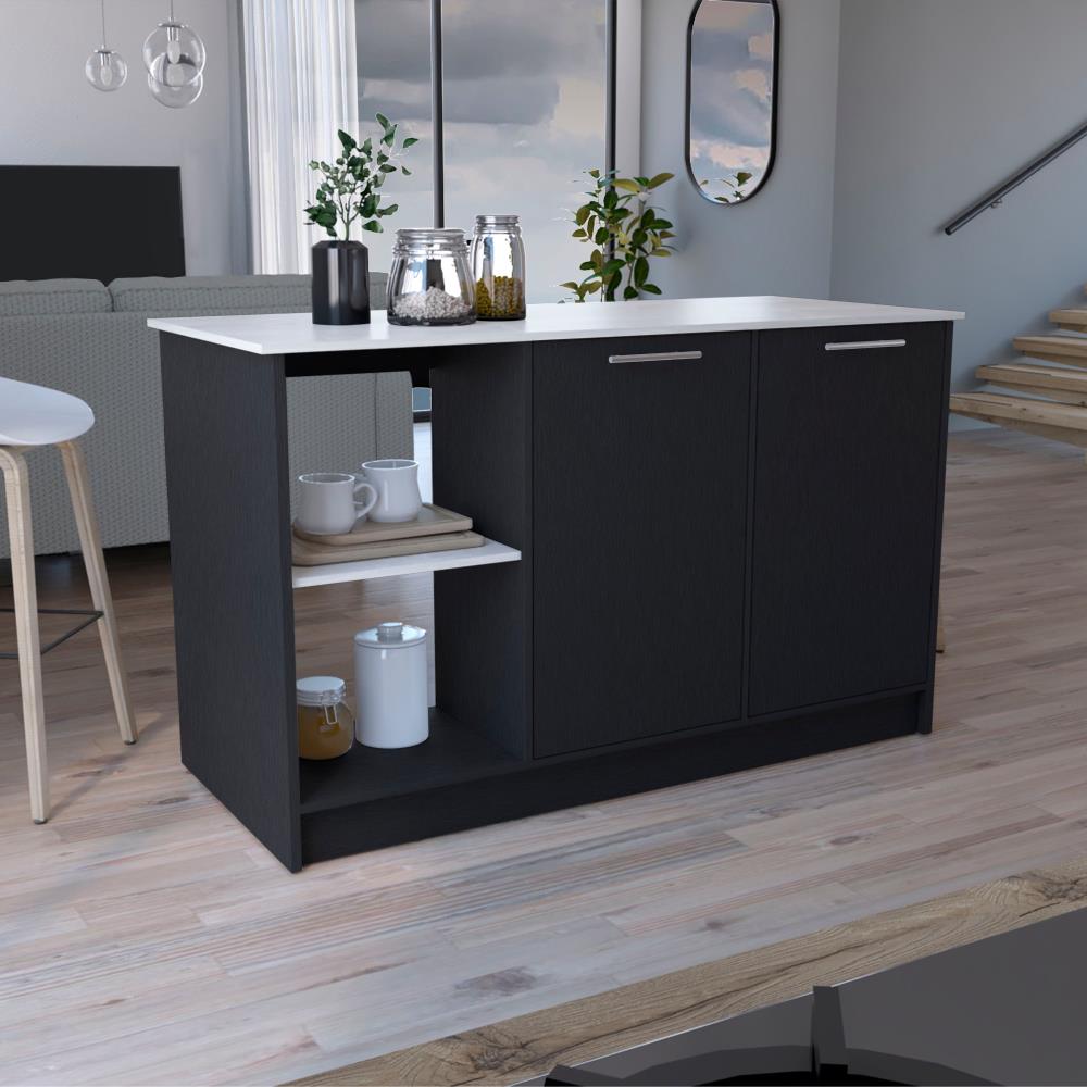 Multipurpose Kitchen Island with Spacious Top and Storage