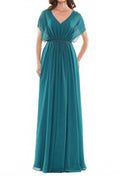 Embellished Chiffon Formal Maxi Dress In Deep Green