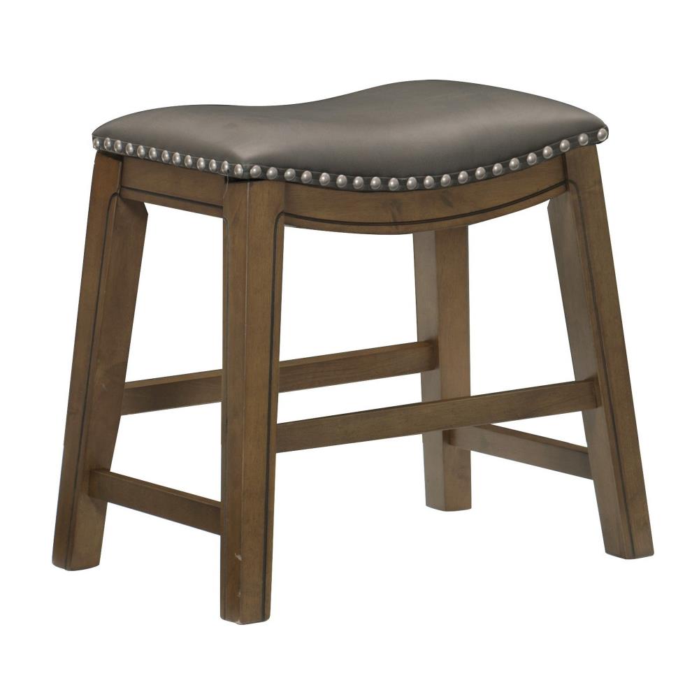 Contemporary Accent Stool with Wooden Legs and Padded Seating