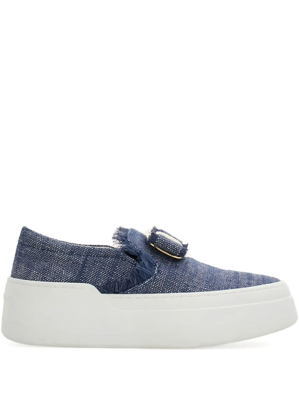 Ferragamo Buckle Frayed Slip-On