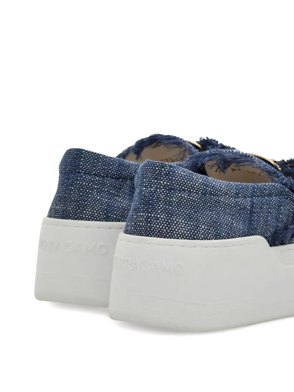 Ferragamo Buckle Frayed Slip-On