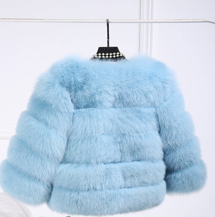 Mink Coats Women New Fashion Light Blue
