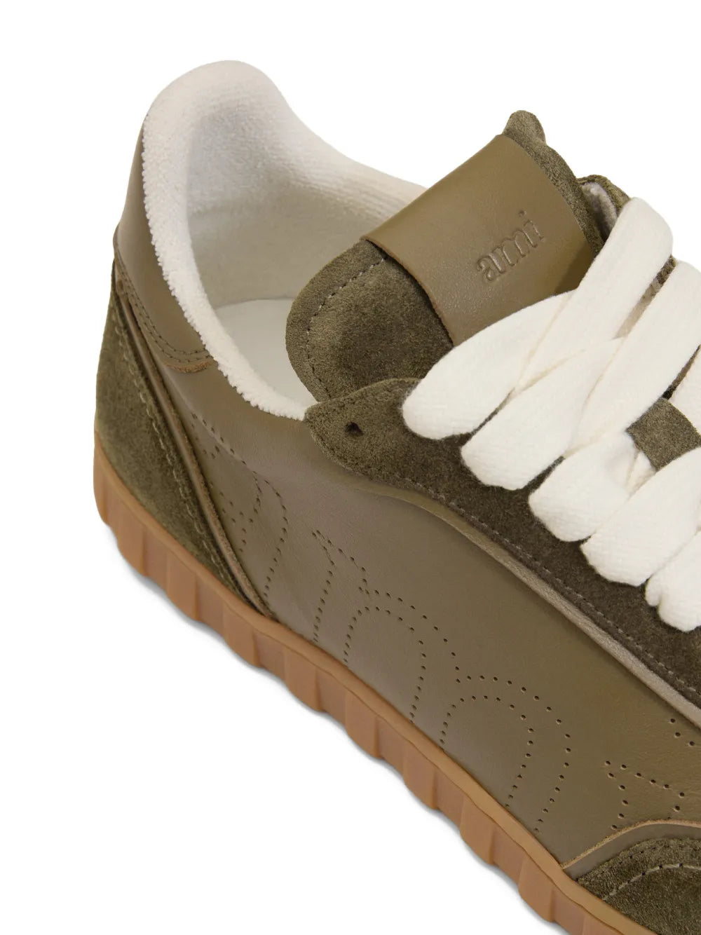 AMI Paris Step Perforated-Logo Leather