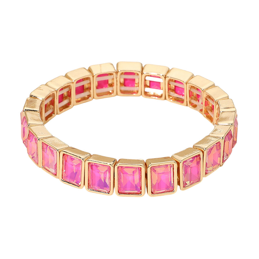 Rectangle Crystal Beaded Stretch Bracelet