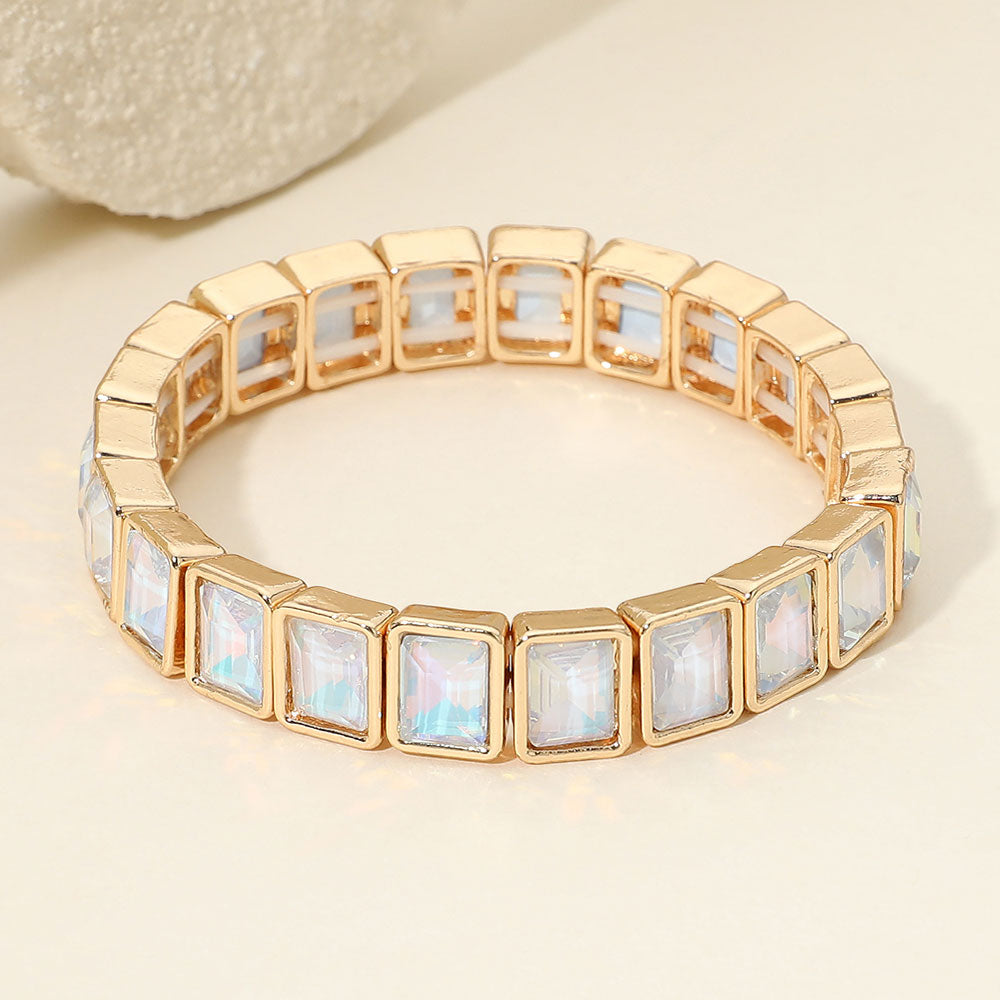 Rectangle Crystal Beaded Stretch Bracelet