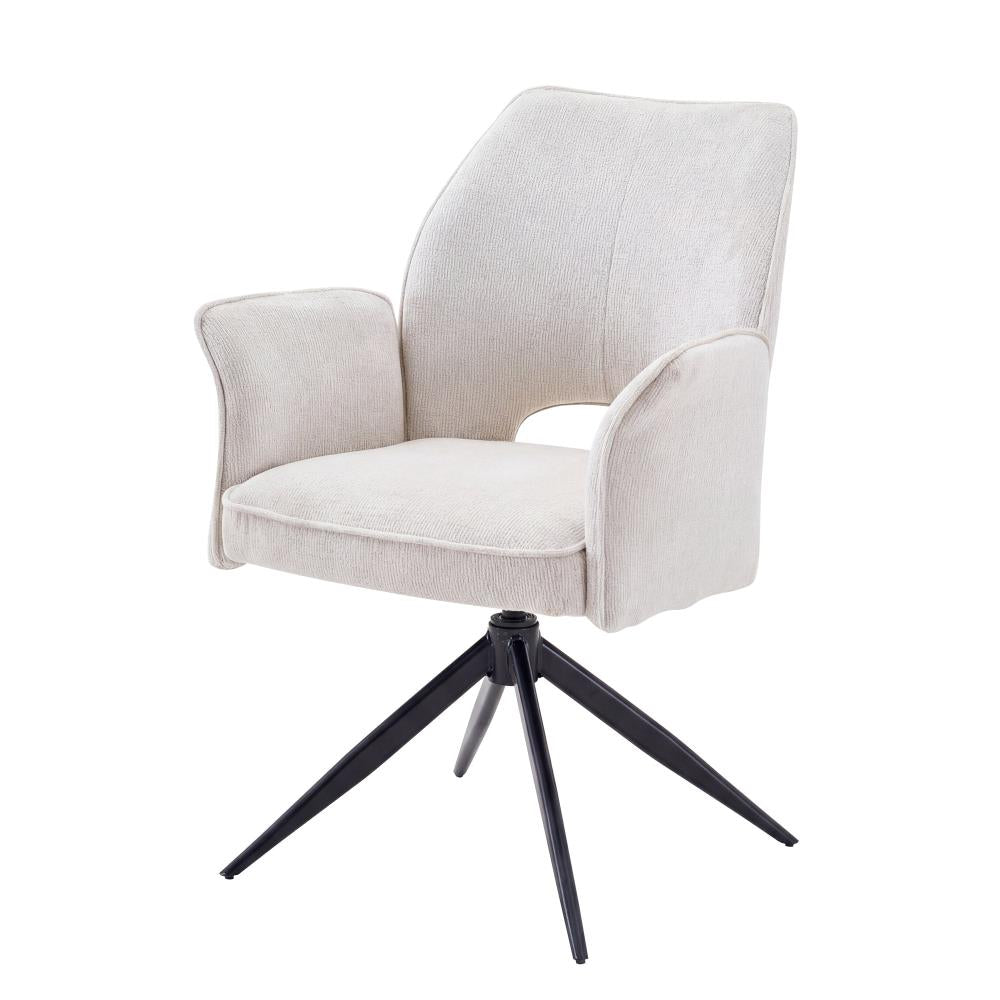 Set of 2 Modern Fabric Accent Chairs with Rotating Seats for Dining and Home Office