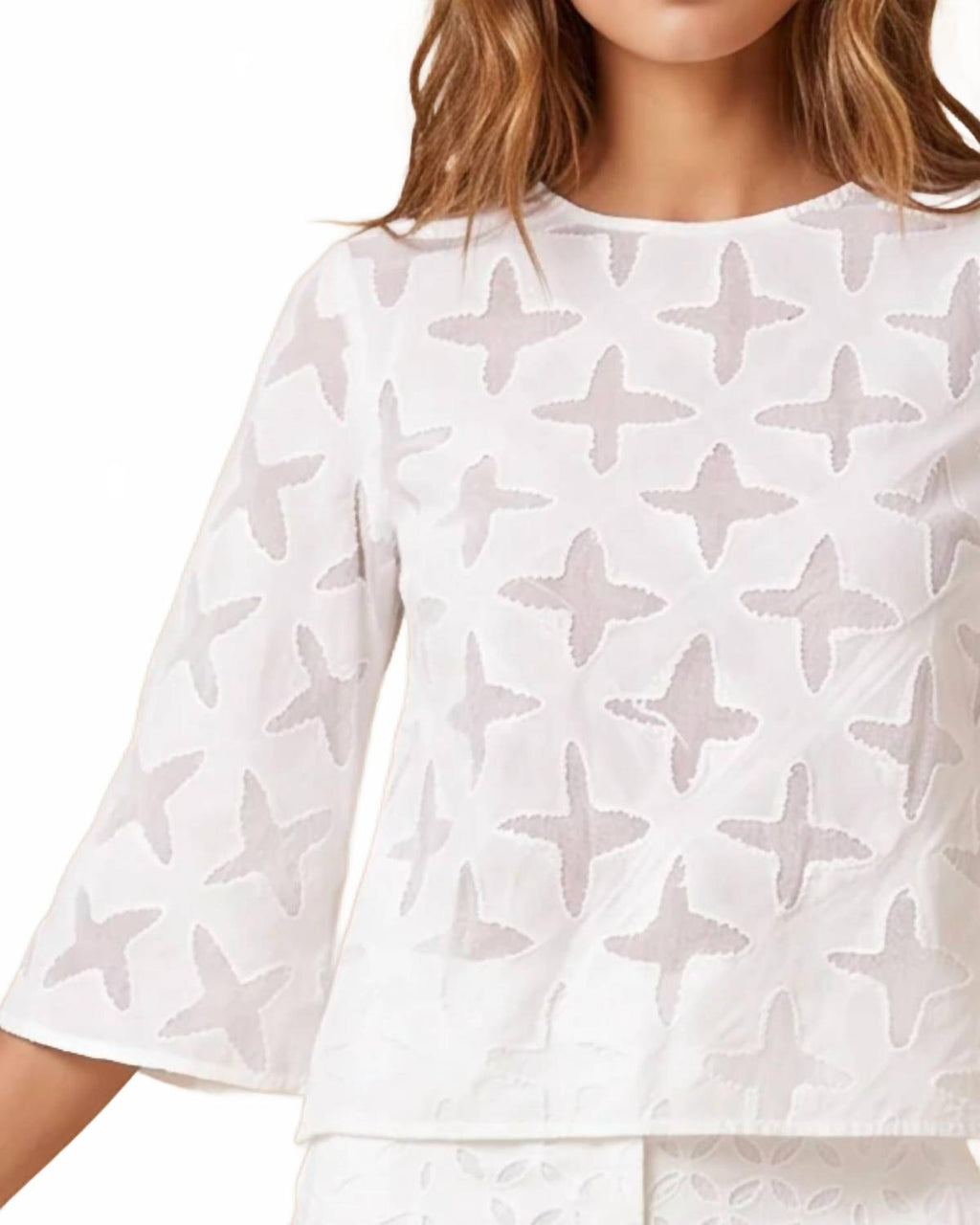 Adele 3/4 Sleeves Blouse In White