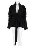 Black Sheer Detail Wrap Oversized Jacket