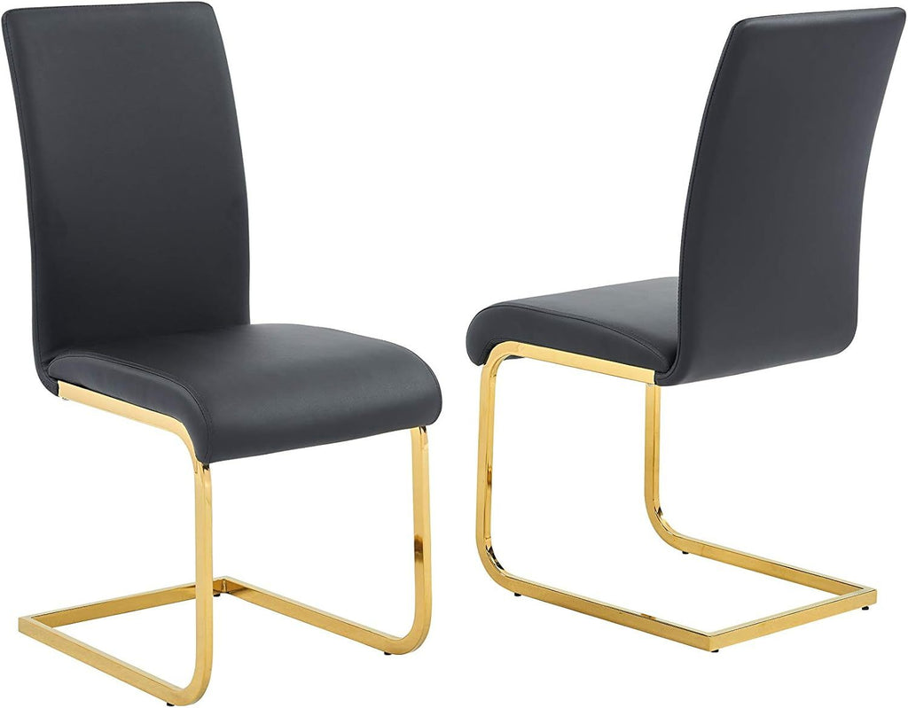Set of 2 Faux Leather Parson Dining Chairs