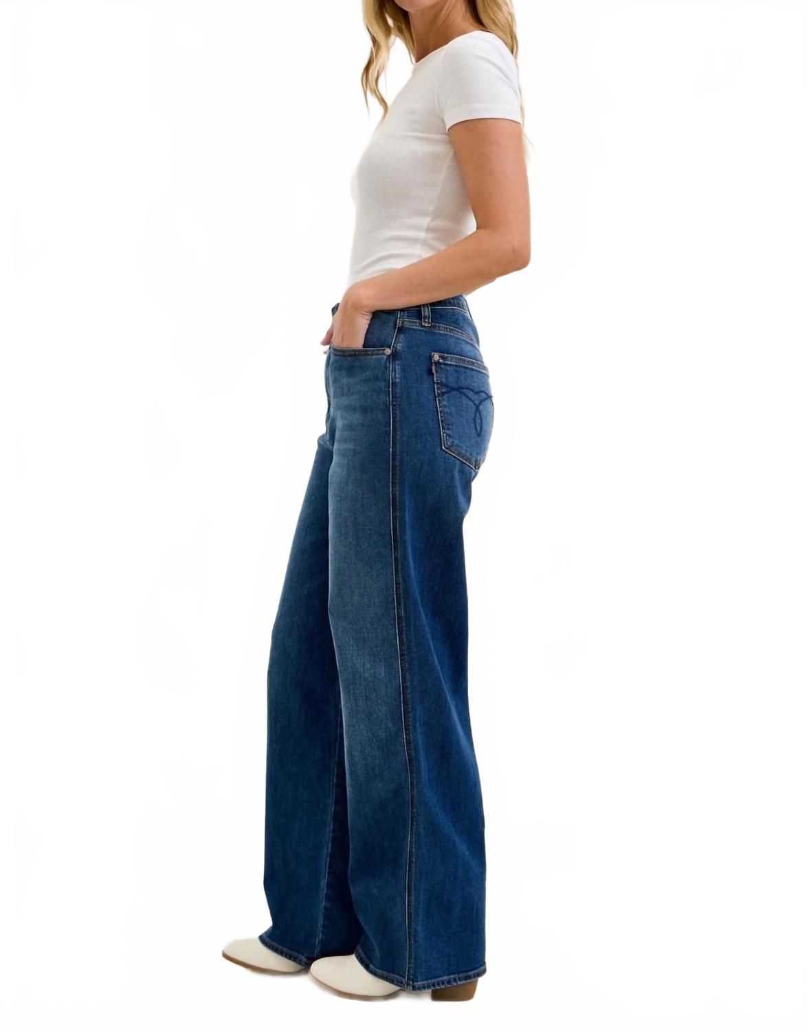 Baggy Style Wide Leg Jeans In Blue
