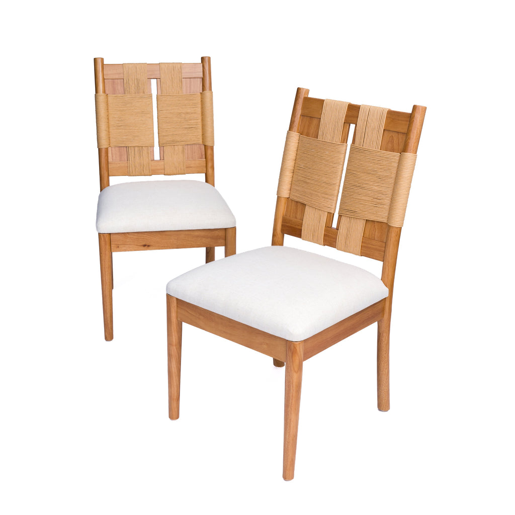 Rubberwood Frame Chairs with Woven Backs