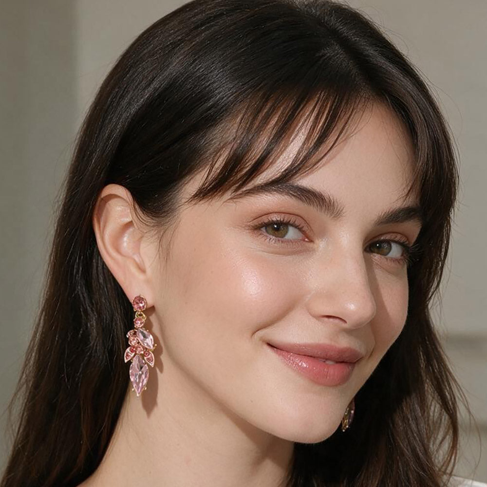 Marquise Gem Steon Cluster Embellished Drop Evening Earrings