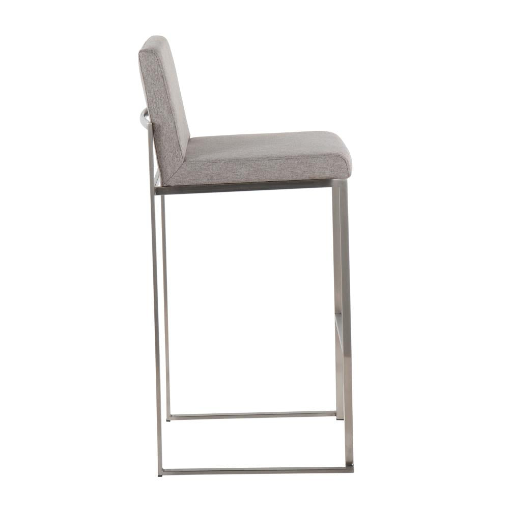 Contemporary High-Back Fabric Barstools Set of 2