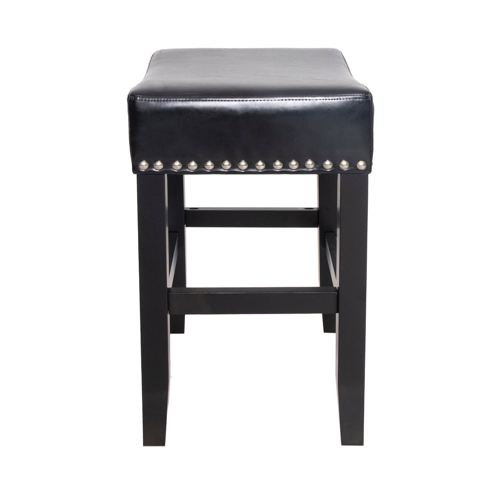 Set of 2 Backless Leather Counter Stools