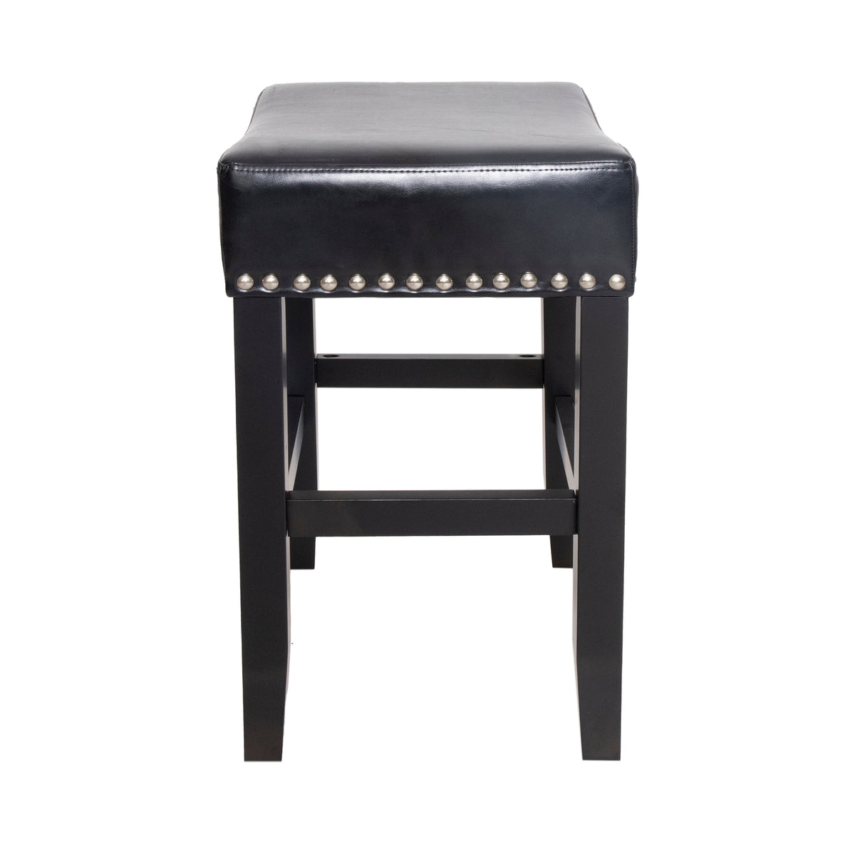 Set of 2 Backless Leather Counter Stools