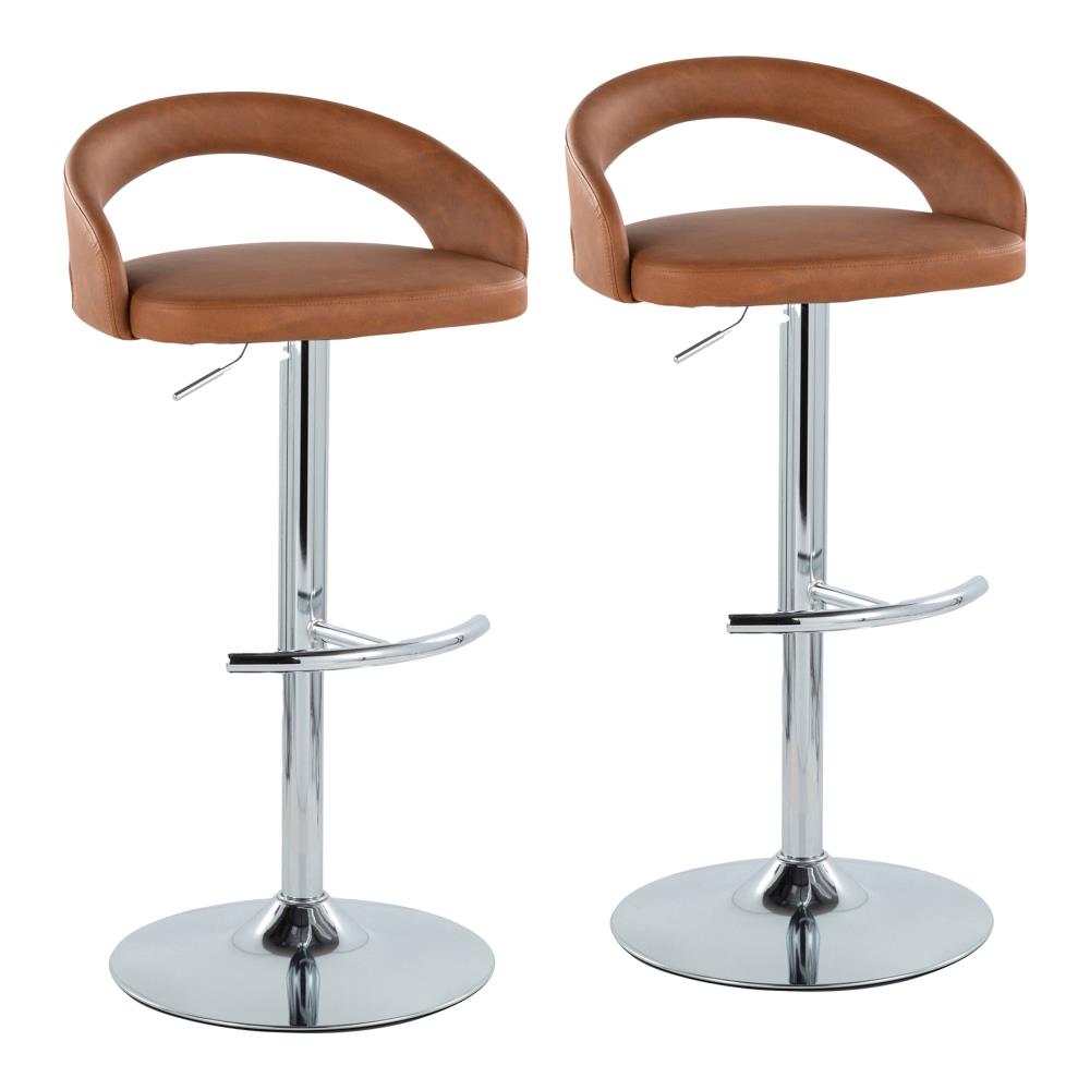 Set of 2 Adjustable Counter Stools with Supportive Backrests and Rounded Footrest Design