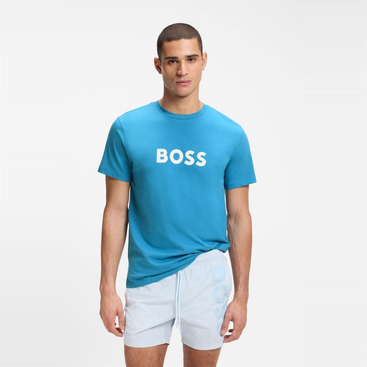 Boss Wordmark Printed Logo Crew Neck Short Sleeve T-Shirt