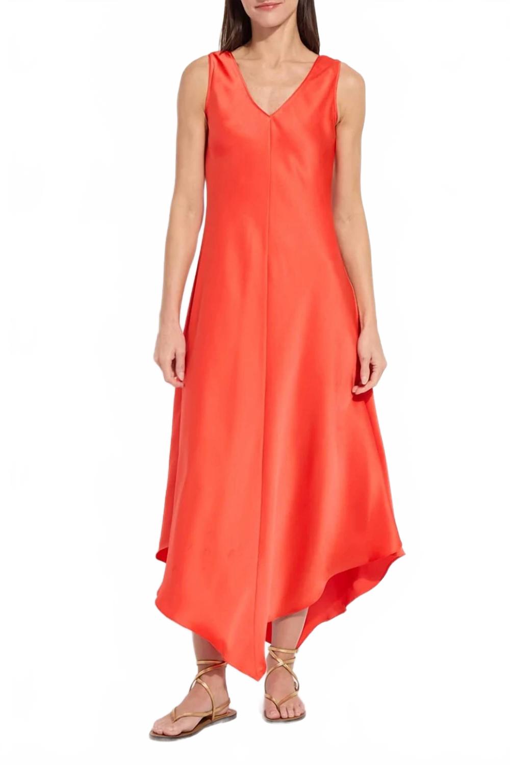 Sakura Bias Handkerchief Dress In Red Kiss