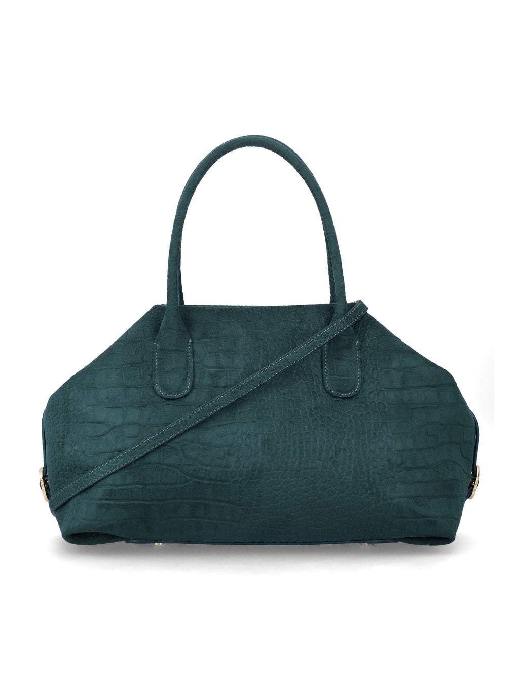 Structured Green Vegan Suede Talia Trunk Medium Bag