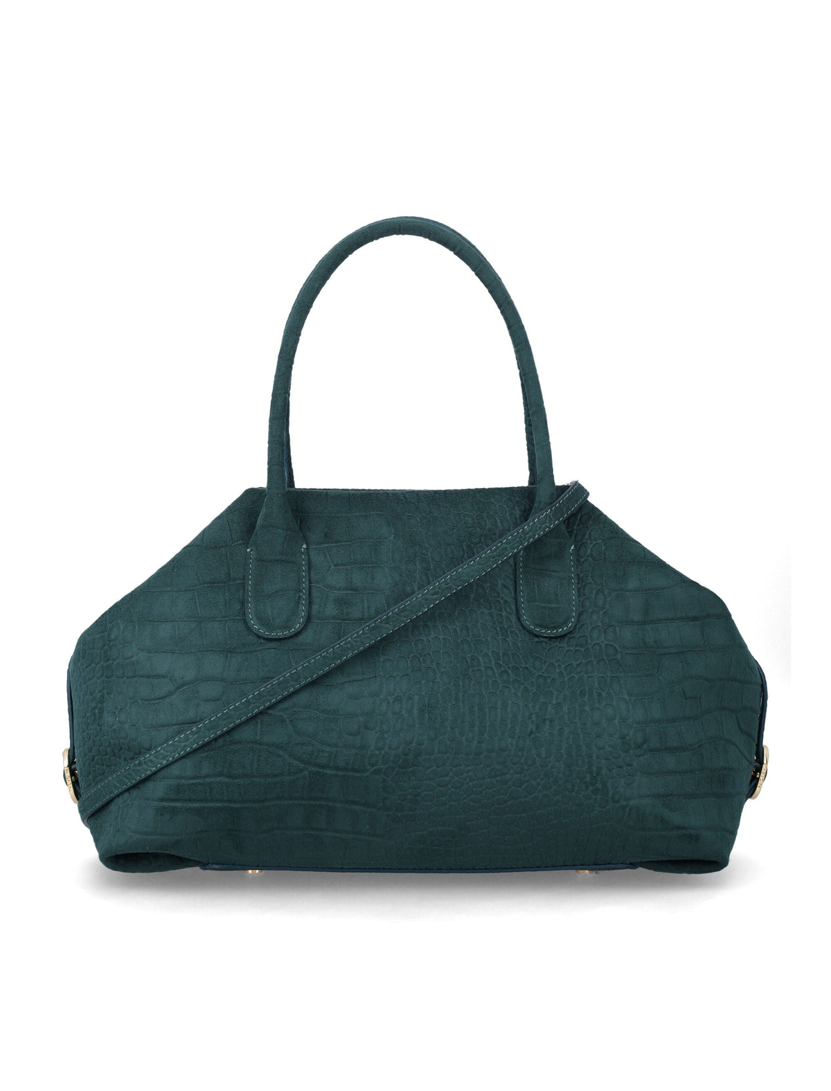 Structured Green Vegan Suede Talia Trunk Medium Bag