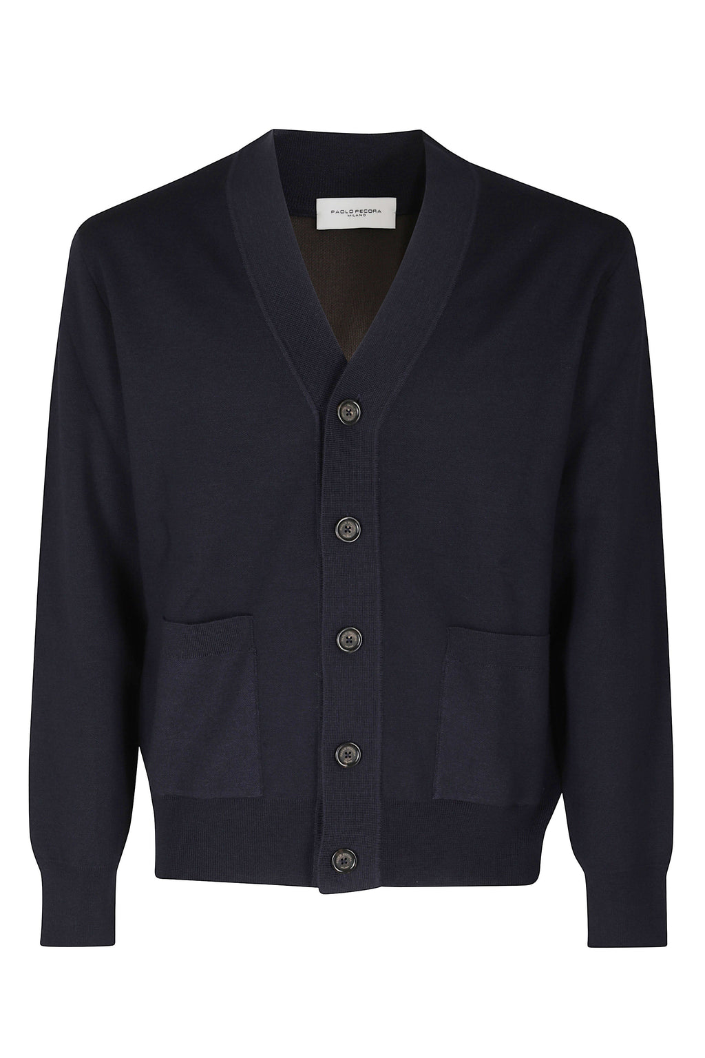 Blue Merino Wool V-Neck Cardigan