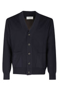 Blue Merino Wool V-Neck Cardigan