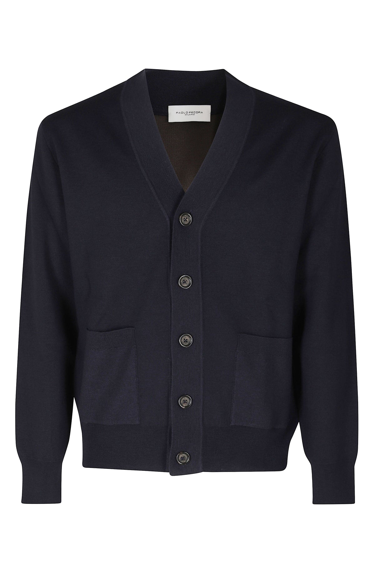 Blue Merino Wool V-Neck Cardigan