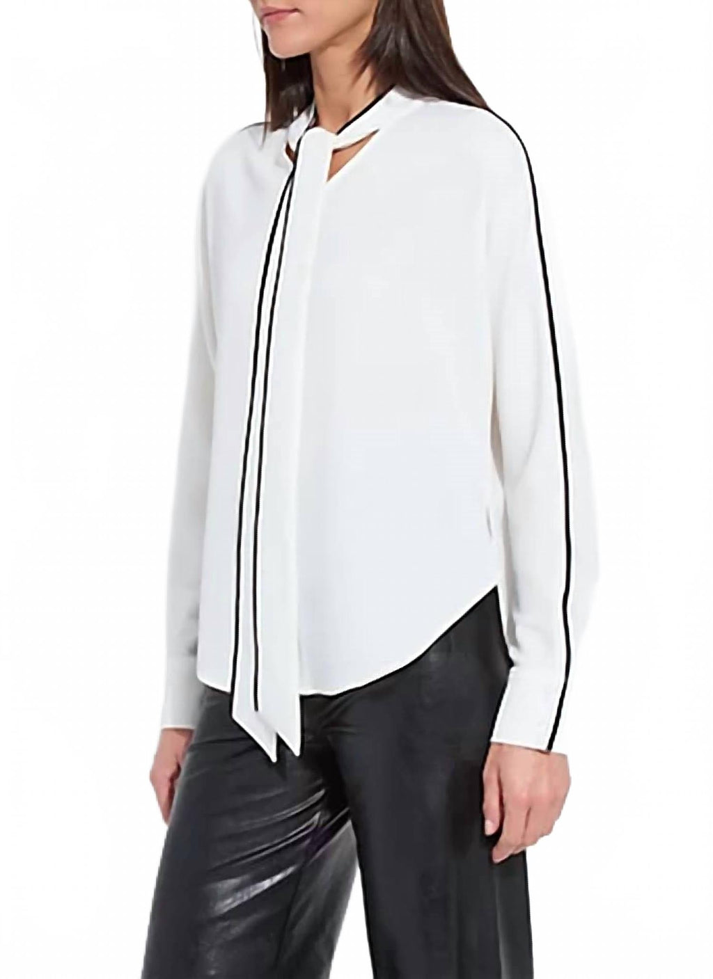 Daphne Dolman Sleeve Bow Blouse In Off White
