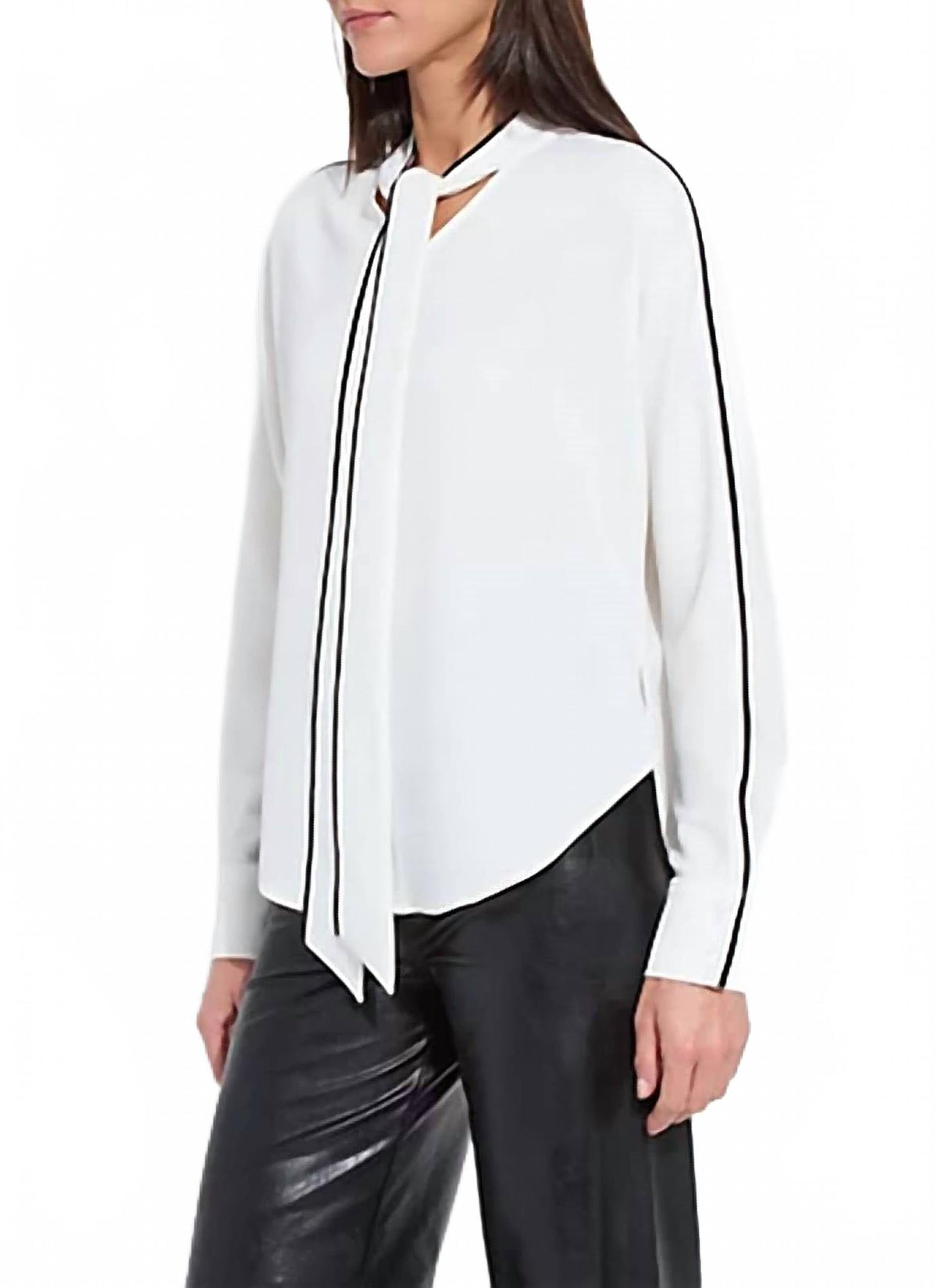 Daphne Dolman Sleeve Bow Blouse In Off White