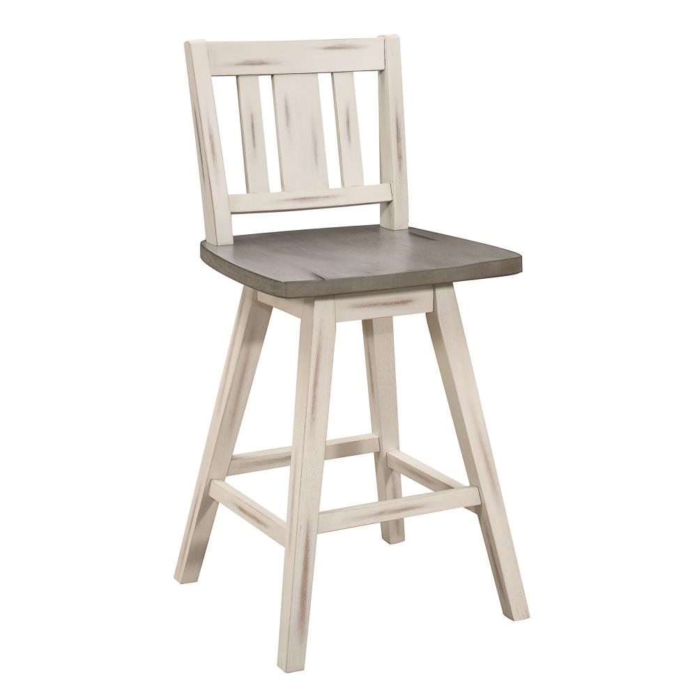 Rustic Swivel Dining Chairs with Vertical Slat Back Set of 2