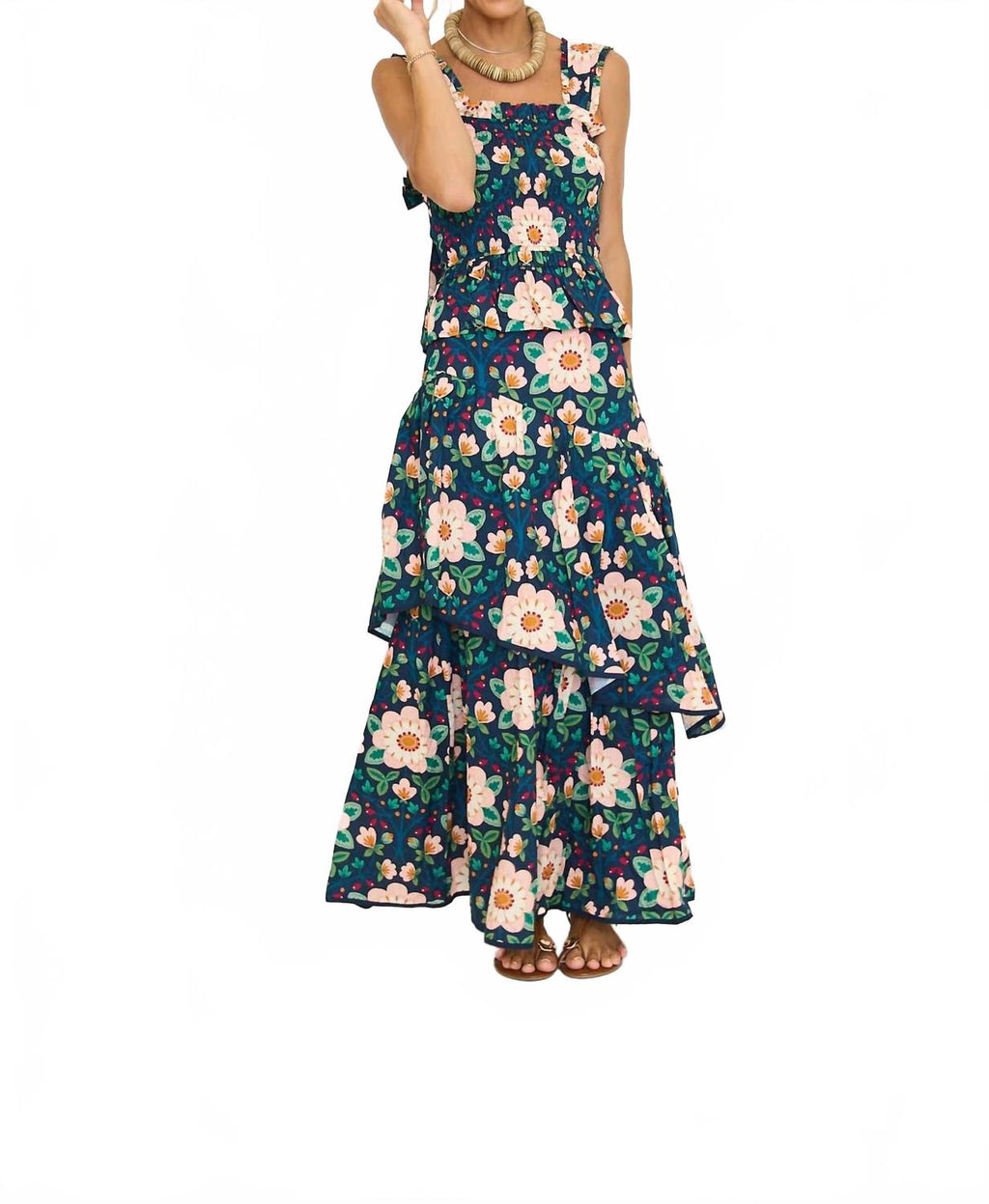 Celeste Maxi Skirt In Green Multi
