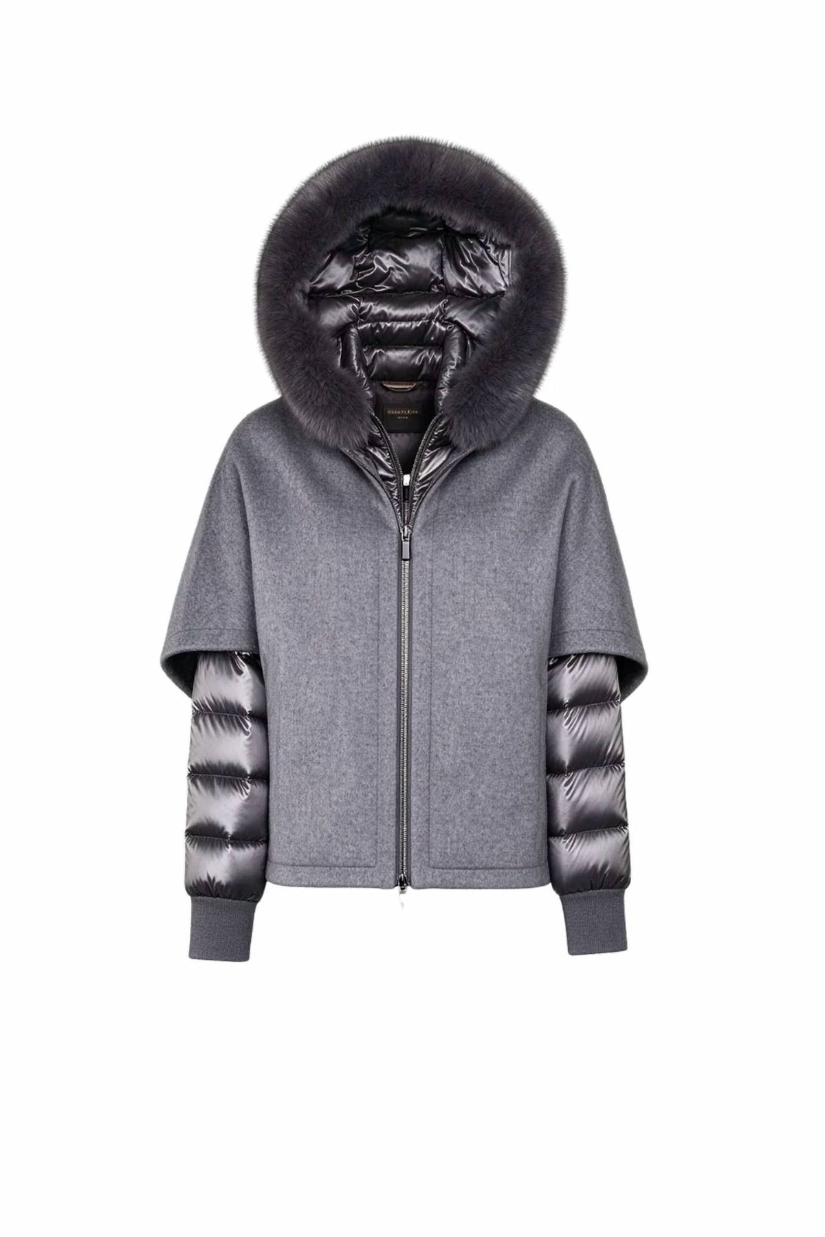 Fur-Trimmed Hood With Puffer Jacket In Dark Grey