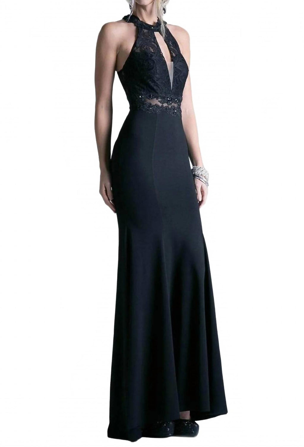 Halter Cutout Evening Maxi Dress In Blush