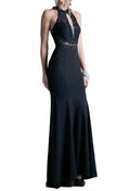 Halter Cutout Evening Maxi Dress In Blush