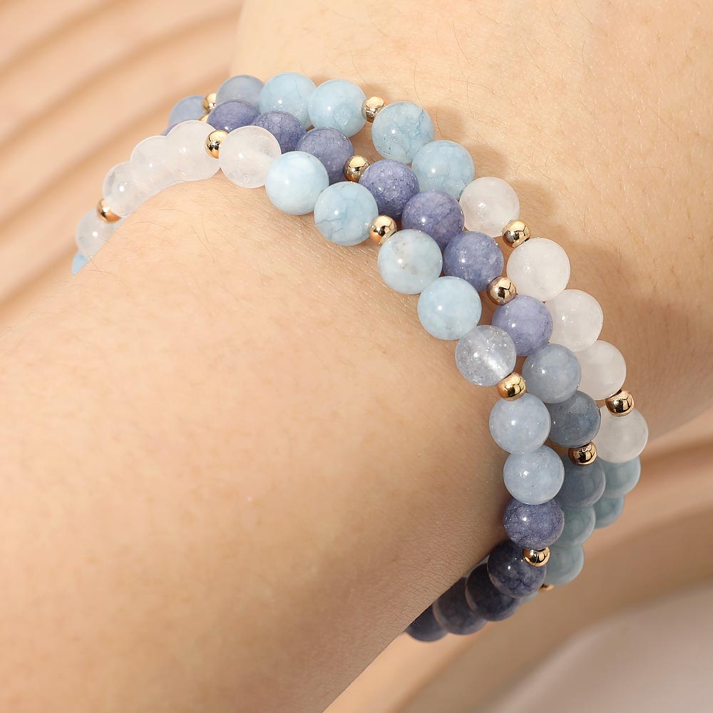 3PCS - Round Beaded Stretch Multi Layered Bracelets