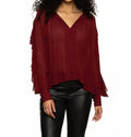 Harmony Button Front Blouse In Crimson