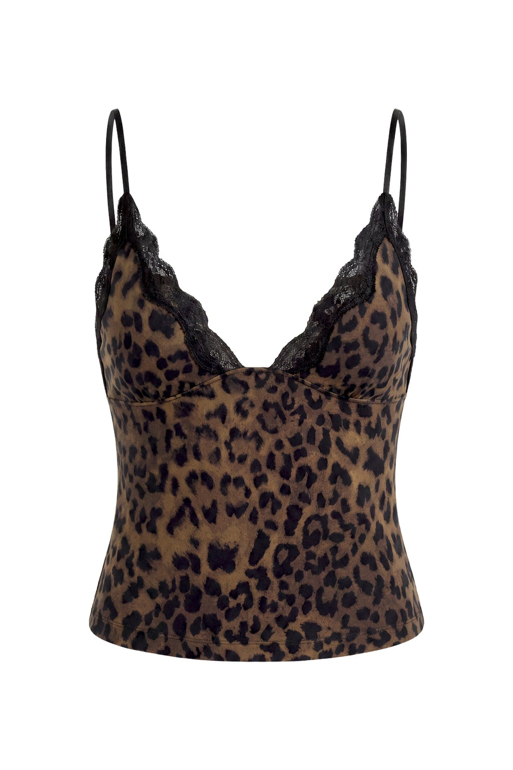 Sleek Plunge Lace Trim Cami Top